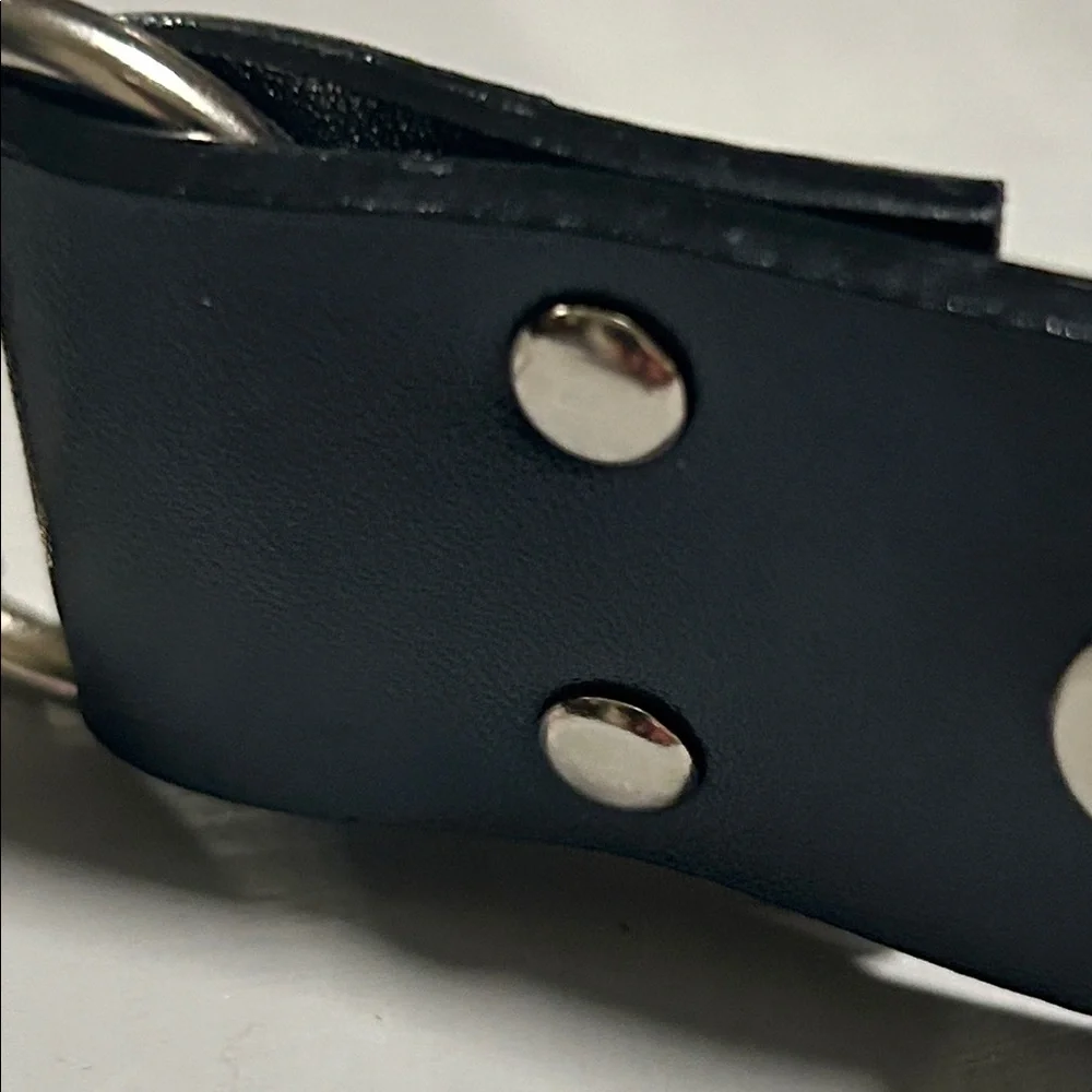Black Leather & Polished Chrome Bondage Style Women’s Belt, Size Small - Picture 6 of 7